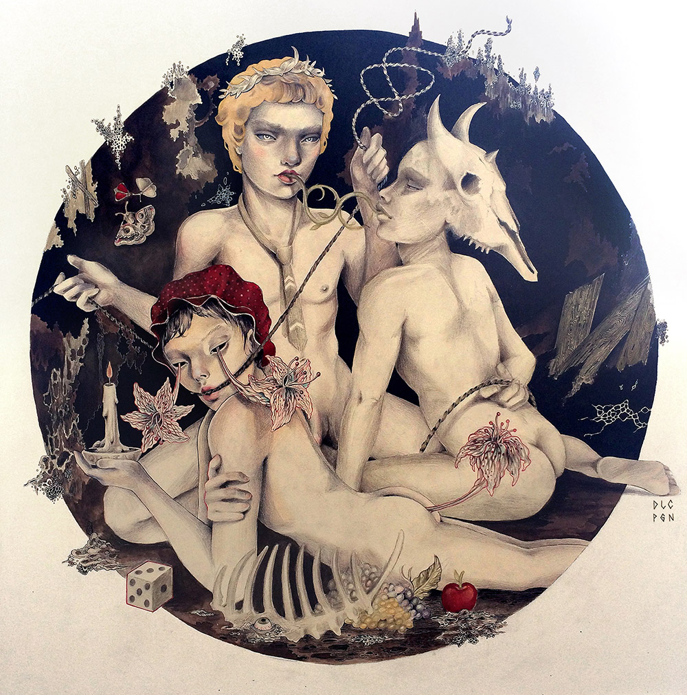 @Dolce Paganne - Red Riding Hood and his Friends - ink and aquarelles on paper - 2016